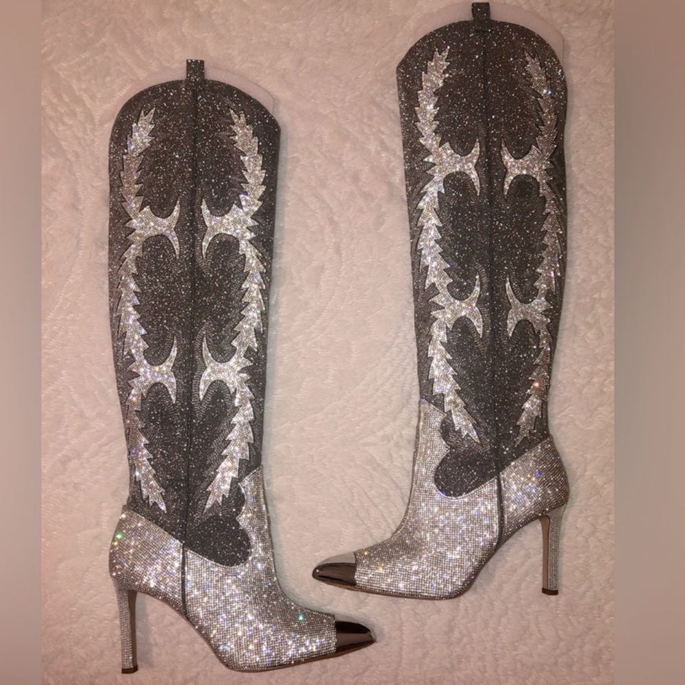Gianni Bini knee high rhinestone cowboy boots size 10